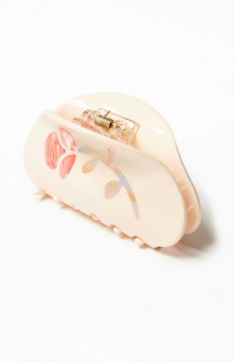 Dámské Klipy PacSun Rose Hair Clip Krém | 96FKHUMIE