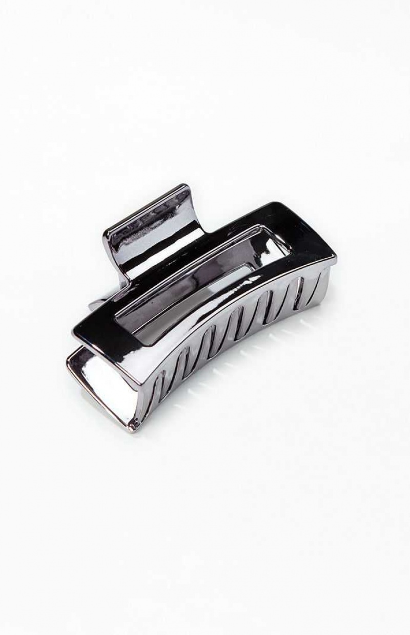 Dámské Klipy PacSun Square Metal Claw Clip Stříbrné | 80YHEFXCB