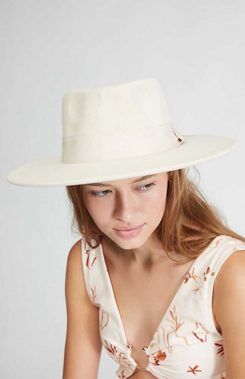 Dámské Klobouk PacSun Structured Fedora Krém | 43LUPSVNH