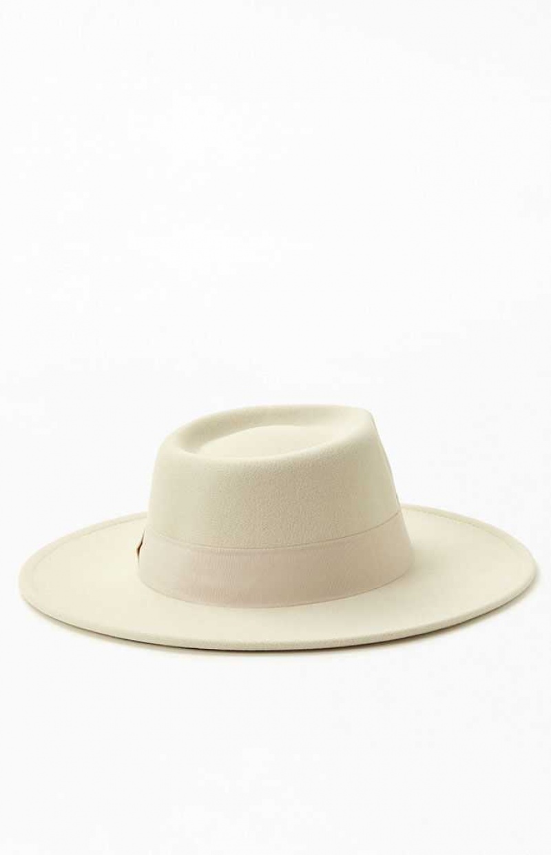 Dámské Klobouk PacSun Structured Fedora Krém | 43LUPSVNH