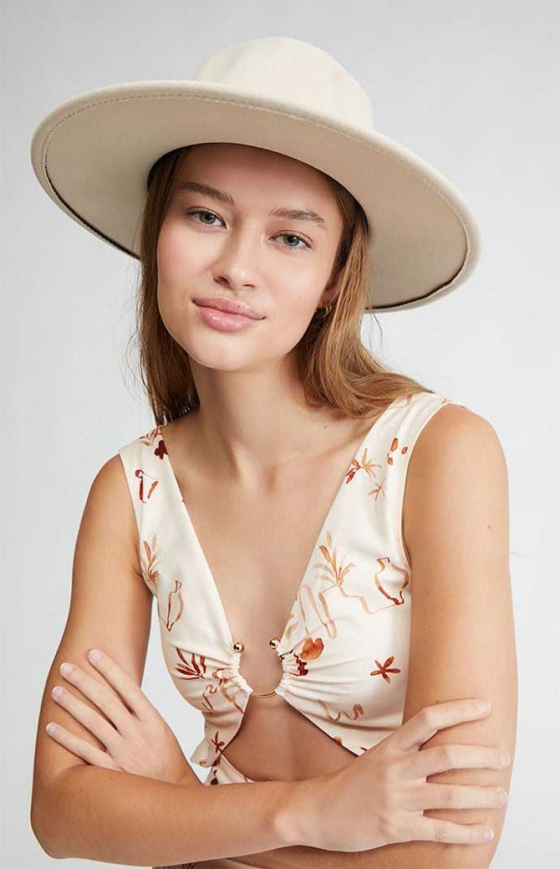 Dámské Klobouk PacSun Structured Fedora Krém | 43LUPSVNH