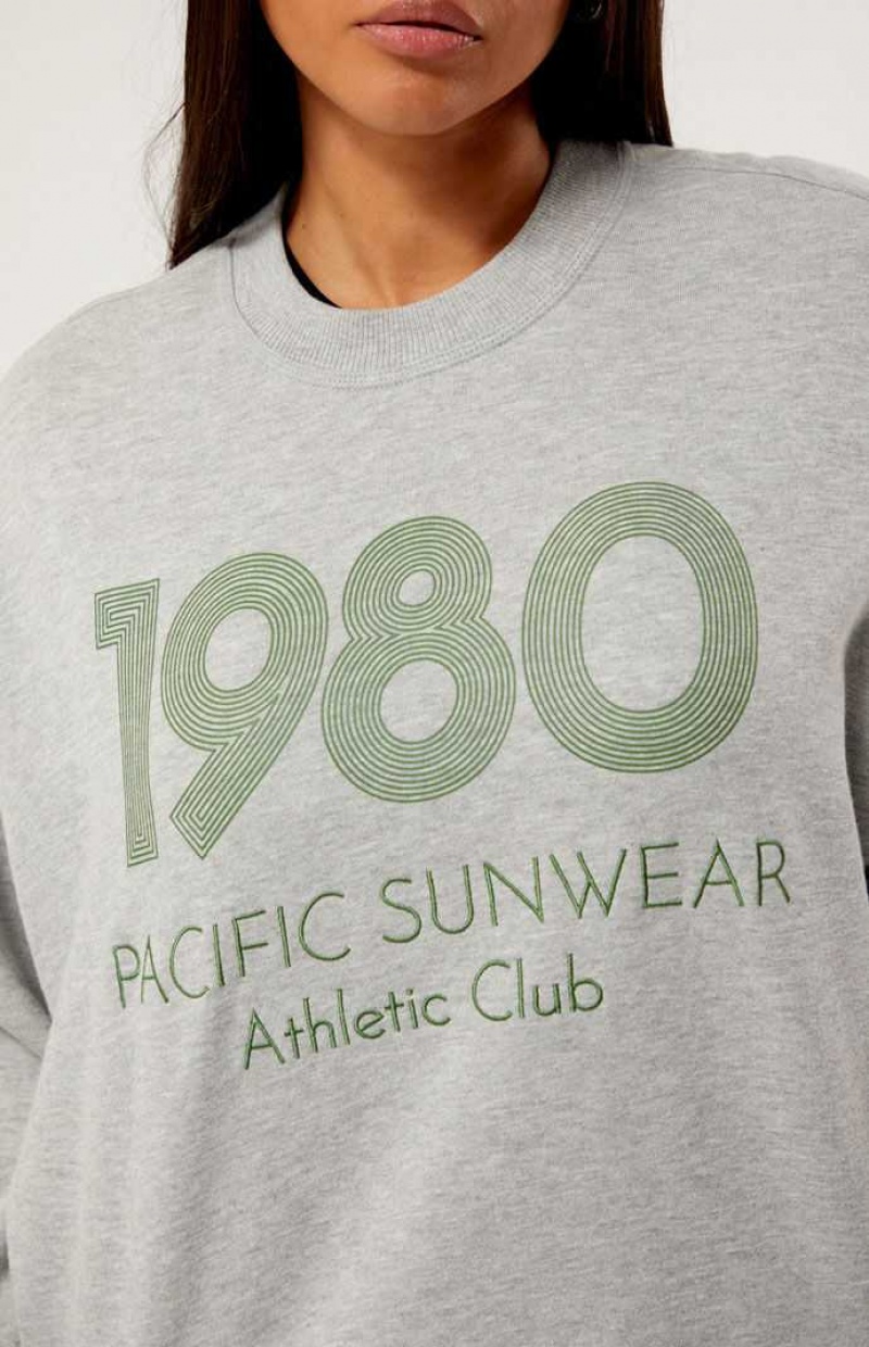 Dámské Mikiny PacSun 1980 Pacific Sunwear Atletické Club Crew Neck Šedé | 05BQDIAPF