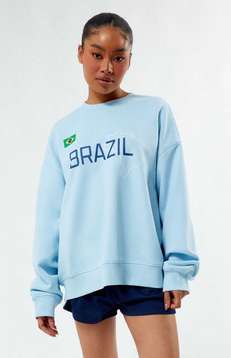 Dámské Mikiny PacSun Brazil Crew Neck Světle Blankyt | 80XCQSYWA