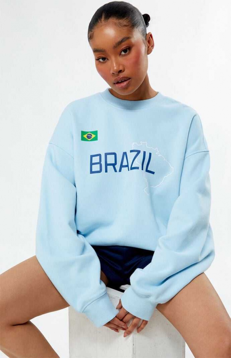 Dámské Mikiny PacSun Brazil Crew Neck Světle Blankyt | 80XCQSYWA