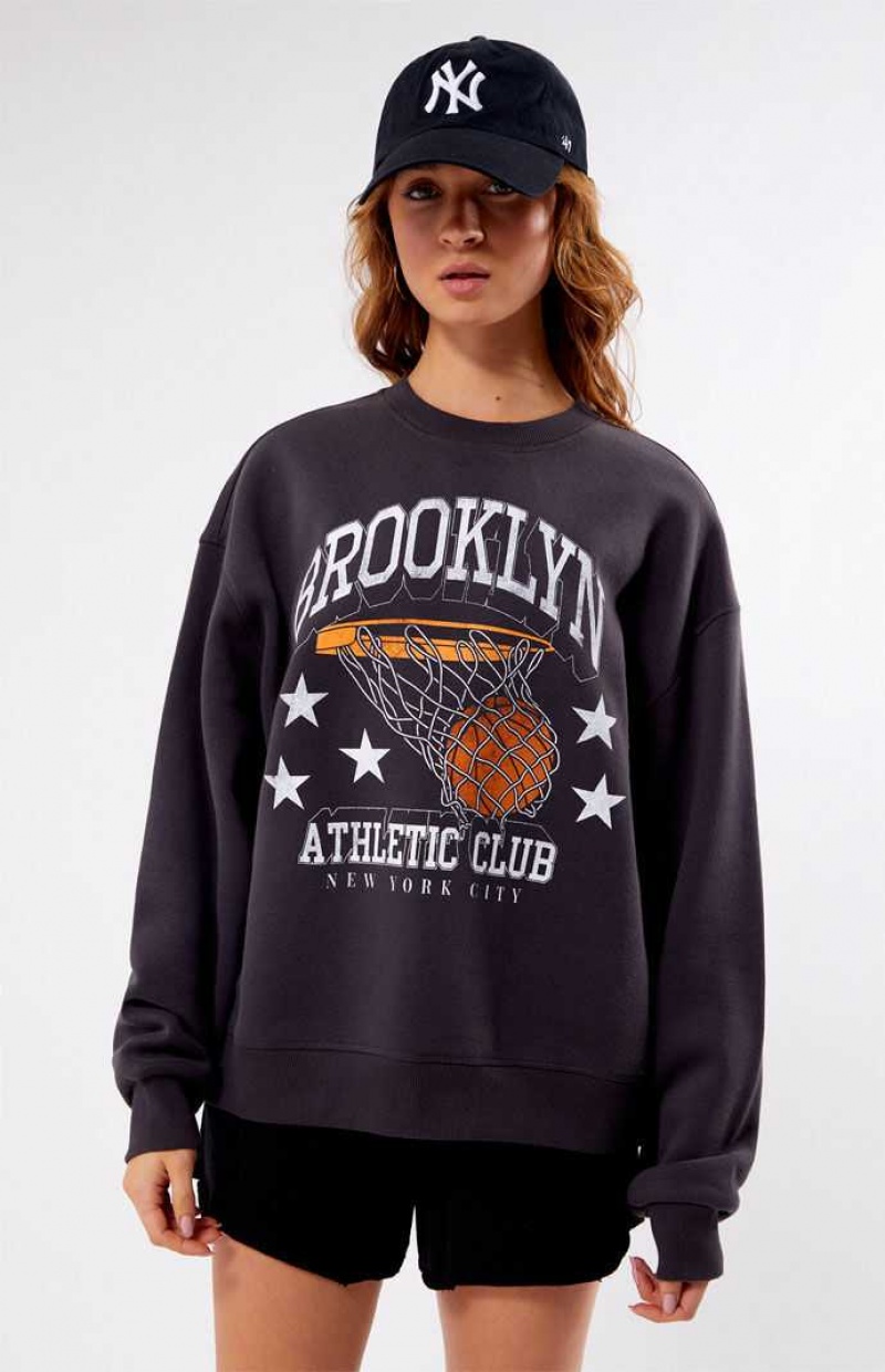 Dámské Mikiny PacSun Brooklyn Atletické Club Crew Neck Černé | 85LXKVCDI