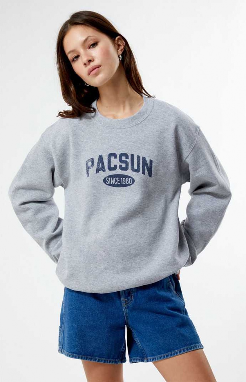 Dámské Mikiny PacSun Distressed Crew Neck Šedé | 58MQIPLFD