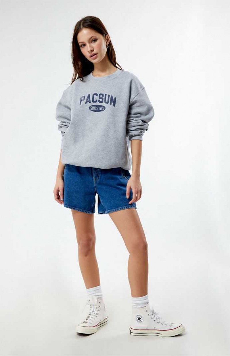 Dámské Mikiny PacSun Distressed Crew Neck Šedé | 58MQIPLFD