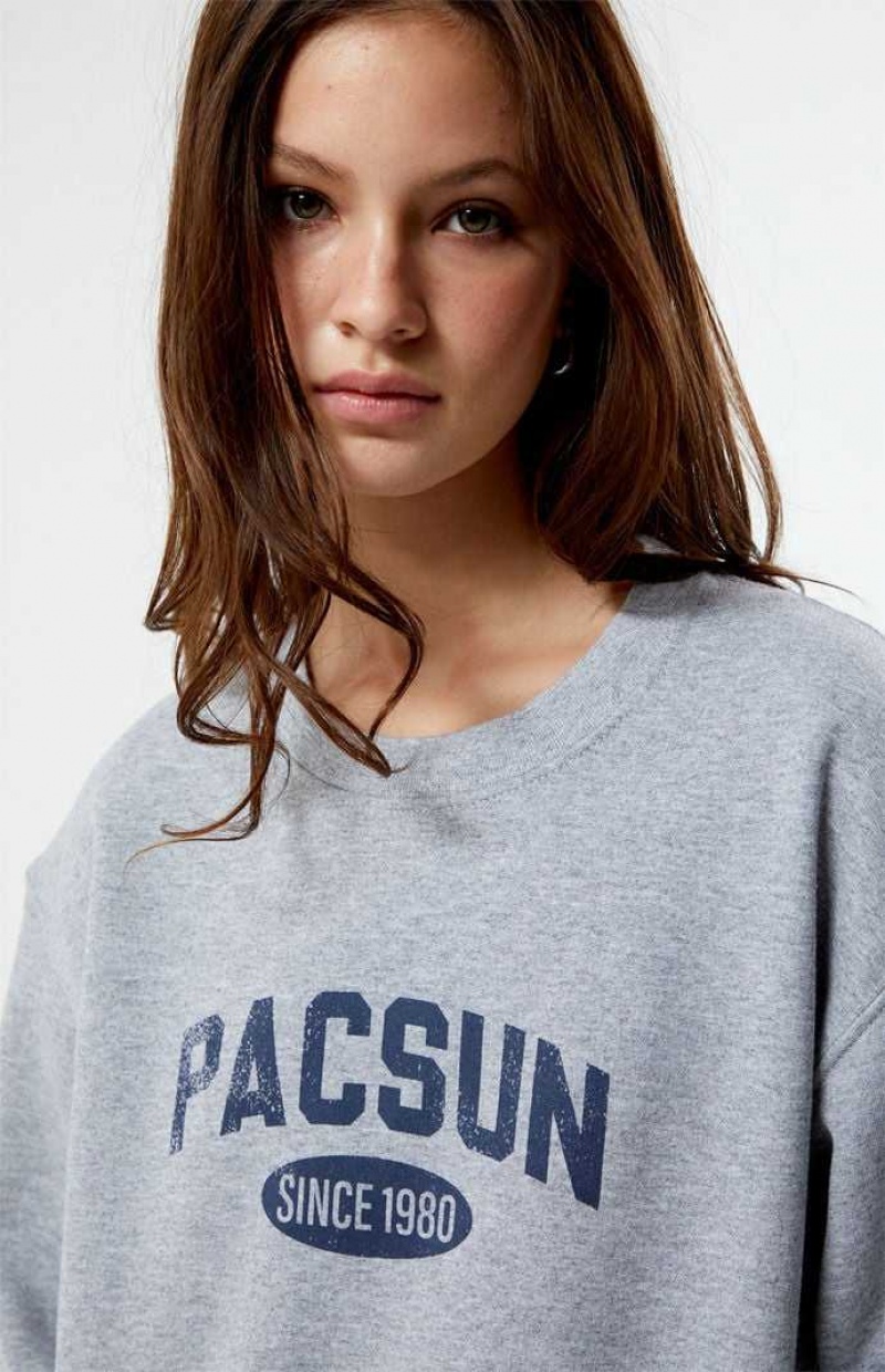 Dámské Mikiny PacSun Distressed Crew Neck Šedé | 58MQIPLFD