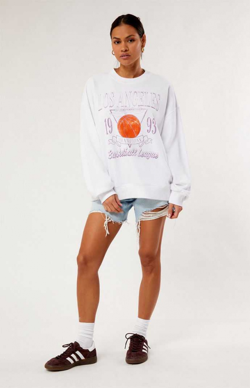 Dámské Mikiny PacSun Los Angeles Basketball Champs Crew Neck Hnědé | 12BFSAQGY