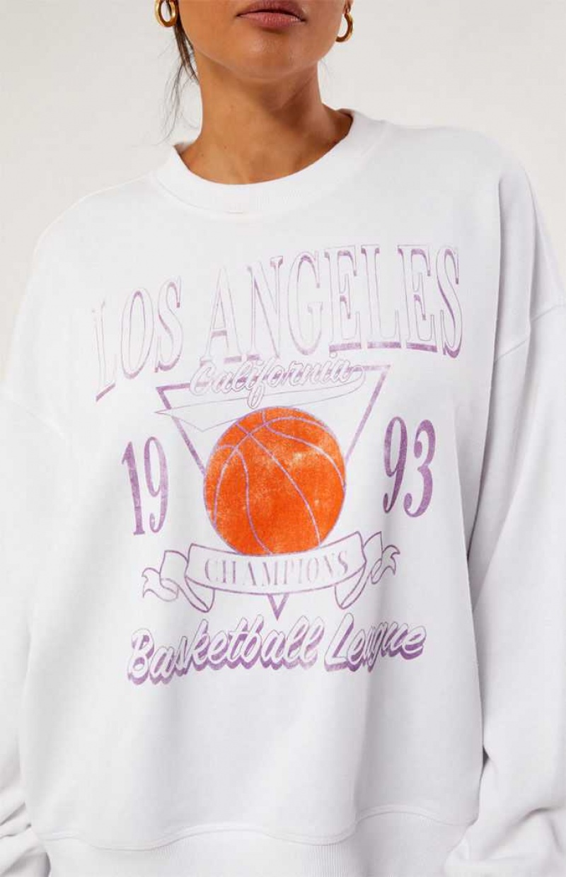 Dámské Mikiny PacSun Los Angeles Basketball Champs Crew Neck Hnědé | 12BFSAQGY