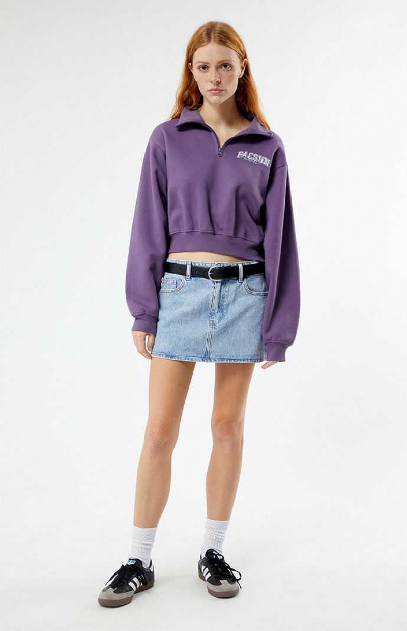 Dámské Mikiny PacSun Los Angeles Half Zip Cropped Fialové | 37WLPIZHJ