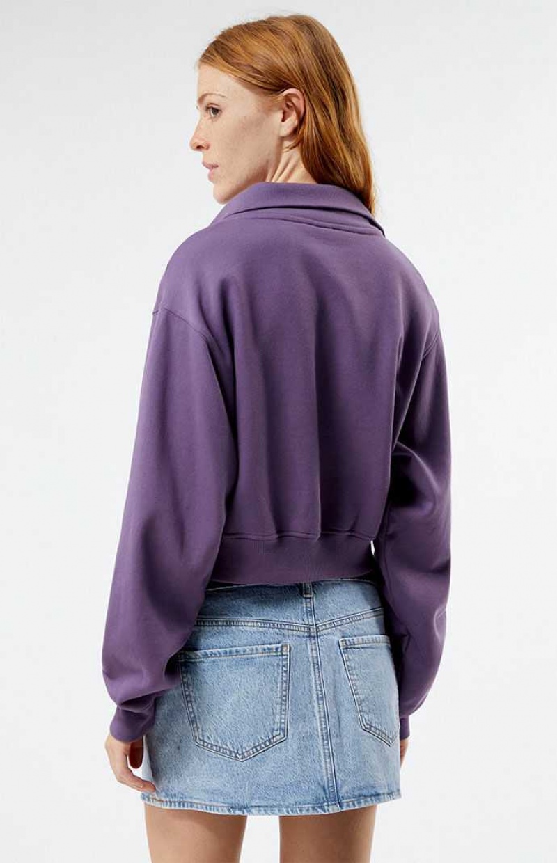 Dámské Mikiny PacSun Los Angeles Half Zip Cropped Fialové | 37WLPIZHJ