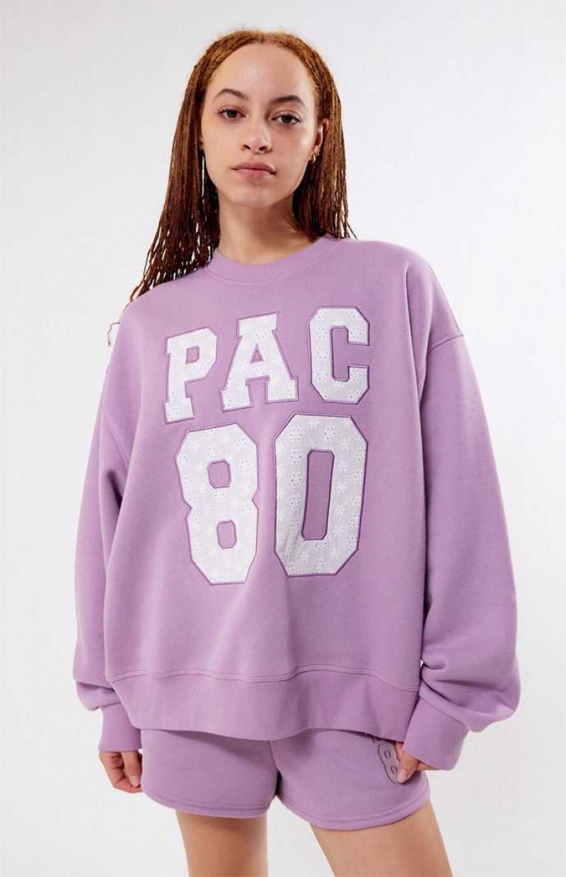 Dámské Mikiny PacSun Pac 1980 Eyelet Crew Neck Levandule | 72SUJYIKH