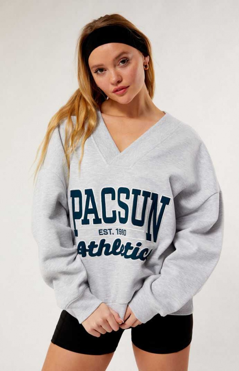 Dámské Mikiny PacSun Pacific Sunwear Athletics V-Neck Šedé | 42AILQUHE