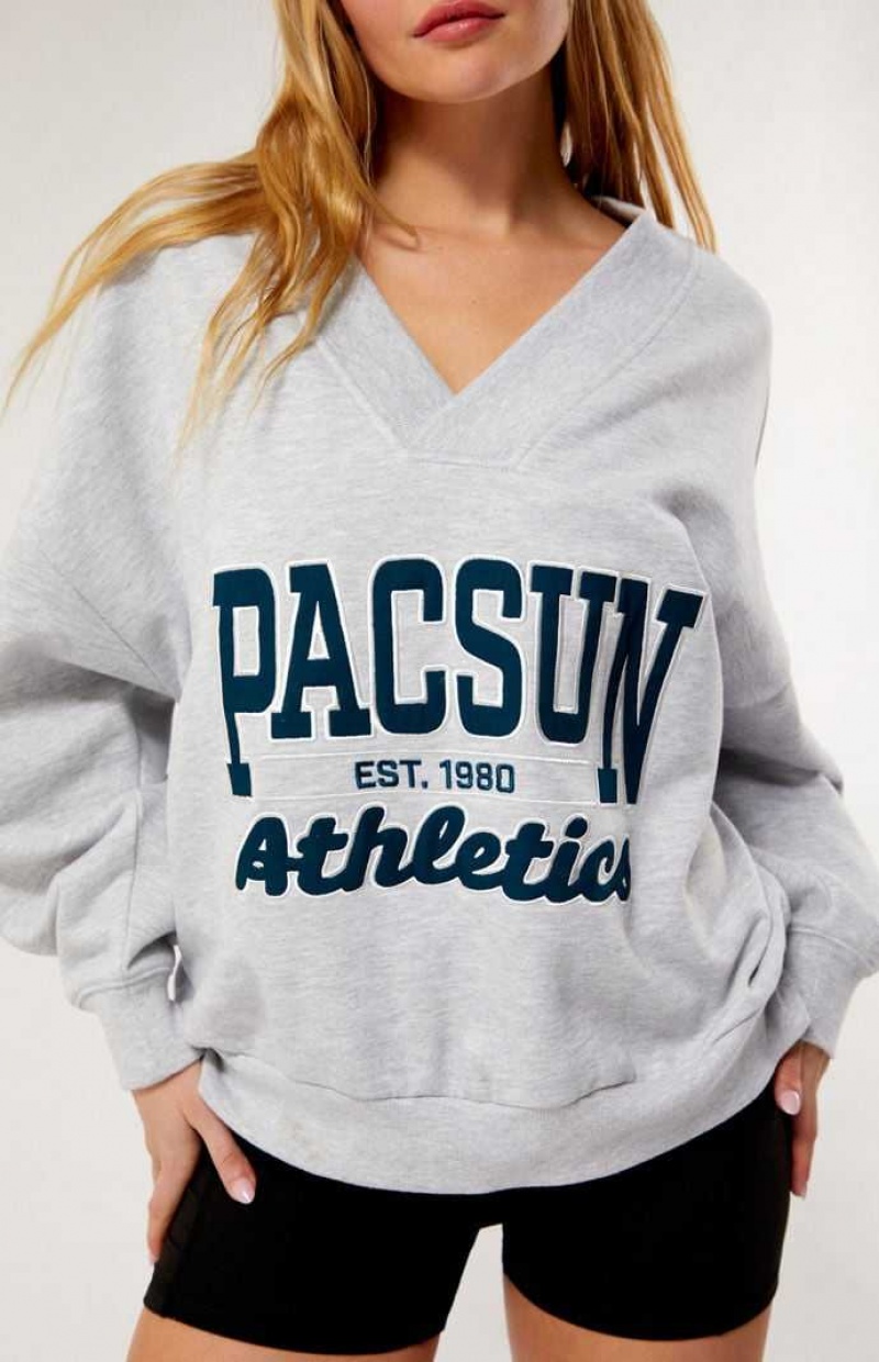 Dámské Mikiny PacSun Pacific Sunwear Athletics V-Neck Šedé | 42AILQUHE