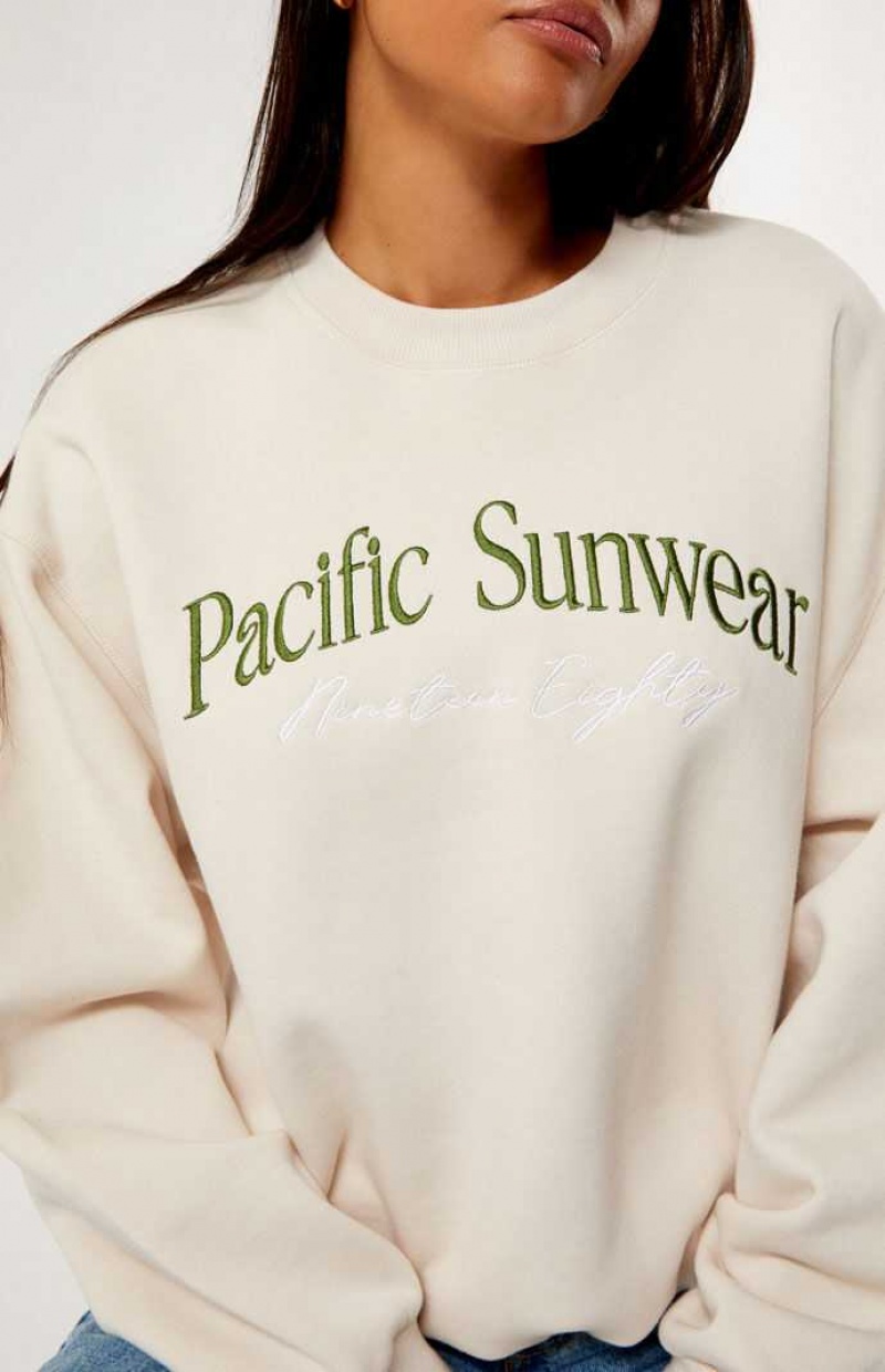 Dámské Mikiny PacSun Pacific Sunwear Nineteen Eighty Crew Neck Hnědé | 31TOICNVW