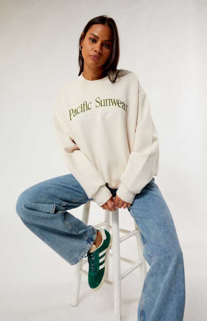 Dámské Mikiny PacSun Pacific Sunwear Nineteen Eighty Crew Neck Hnědé | 31TOICNVW