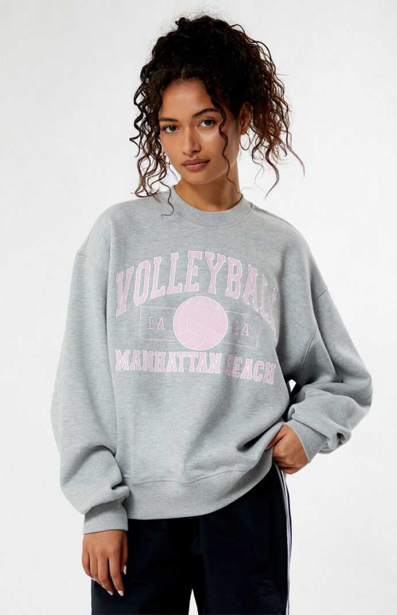 Dámské Mikiny PacSun Volleyball Crew Neck Šedé | 37UCIRHFS