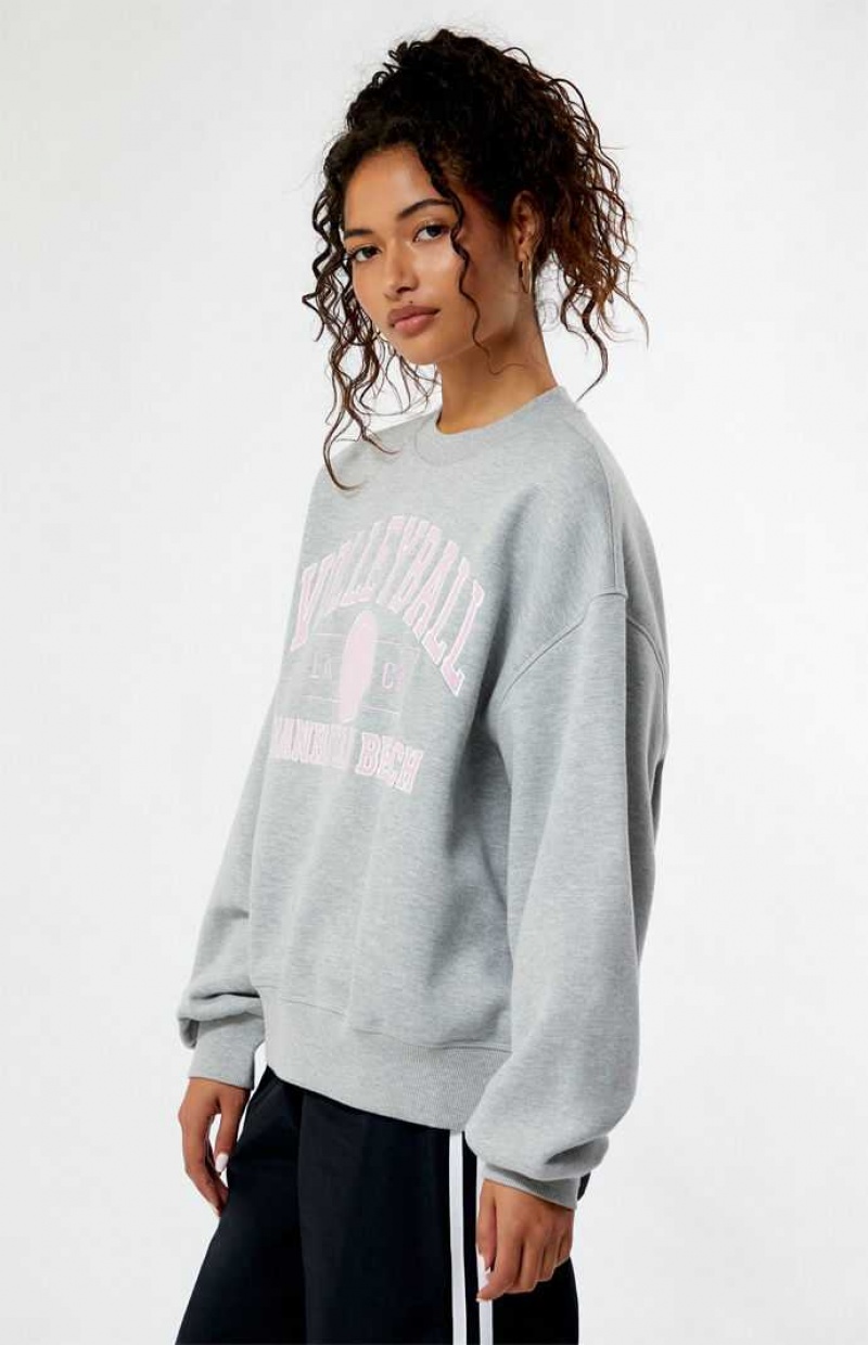 Dámské Mikiny PacSun Volleyball Crew Neck Šedé | 37UCIRHFS