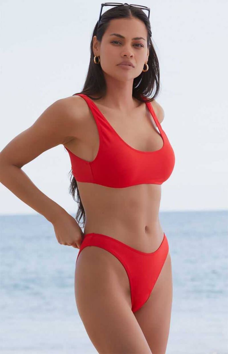 Dámské Plavky PacSun Eco Red Taylor Scoop High Cut Bikiny Červené | 93IKGDNSZ