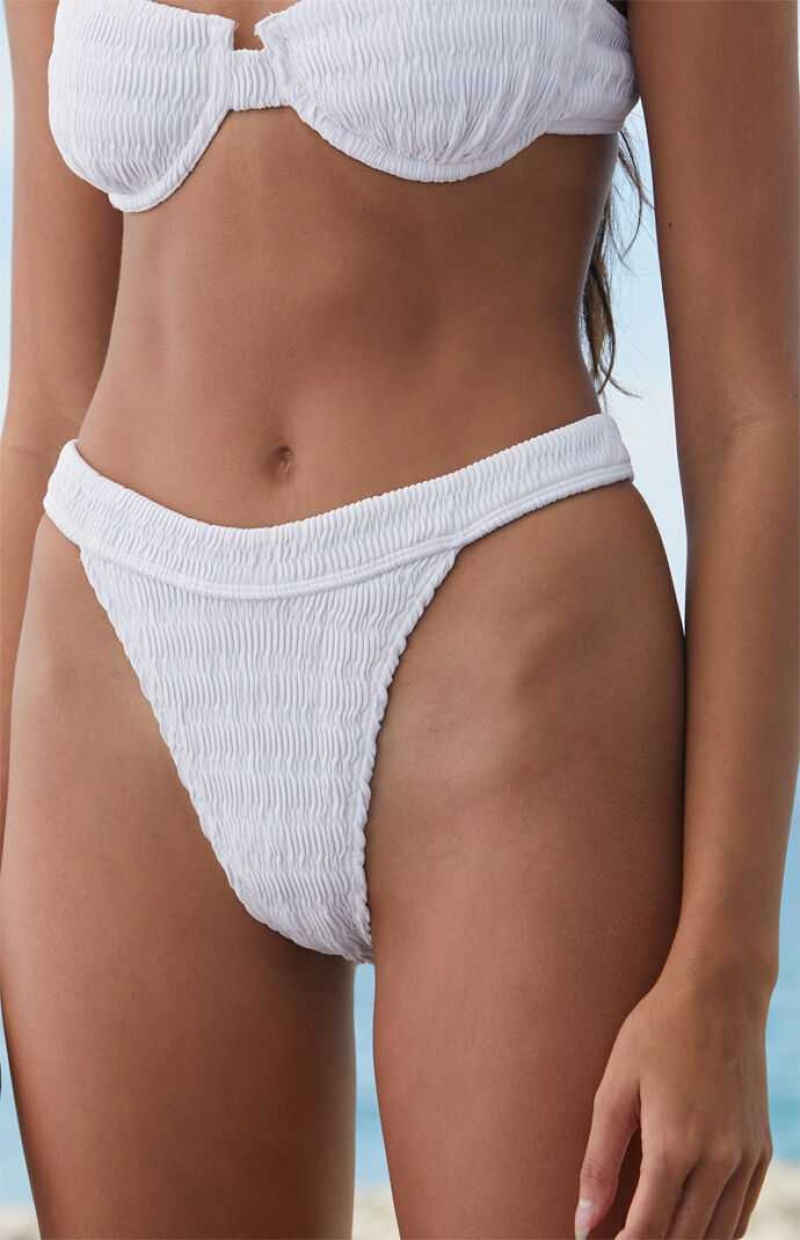 Dámské Plavky PacSun Eco White Lucia Scrunch Banded Bikiny Bílé | 52QCVARLZ