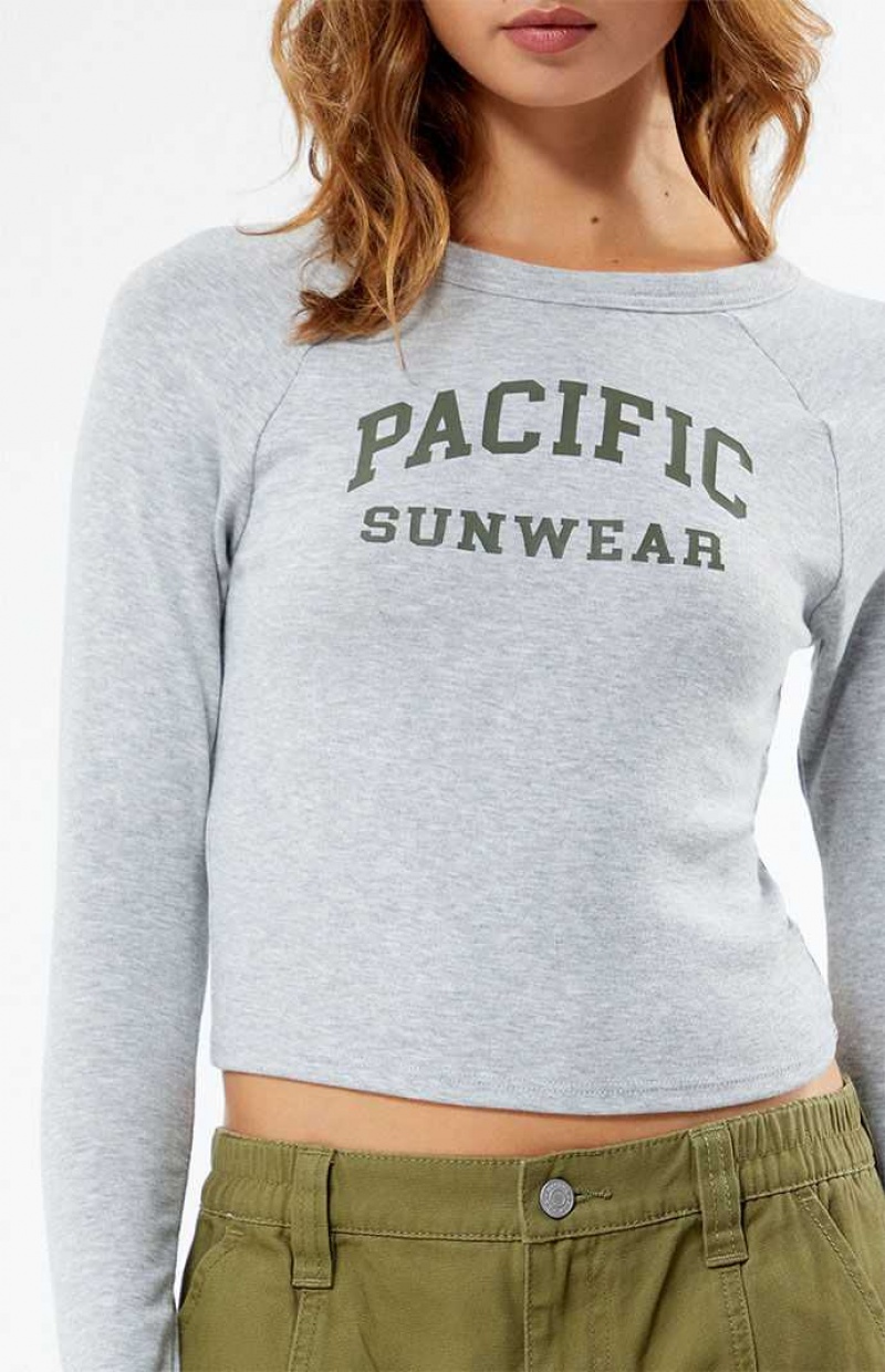 Dámské Topy PacSun Arch Long Sleeve Šedé | 16WCAIHVK