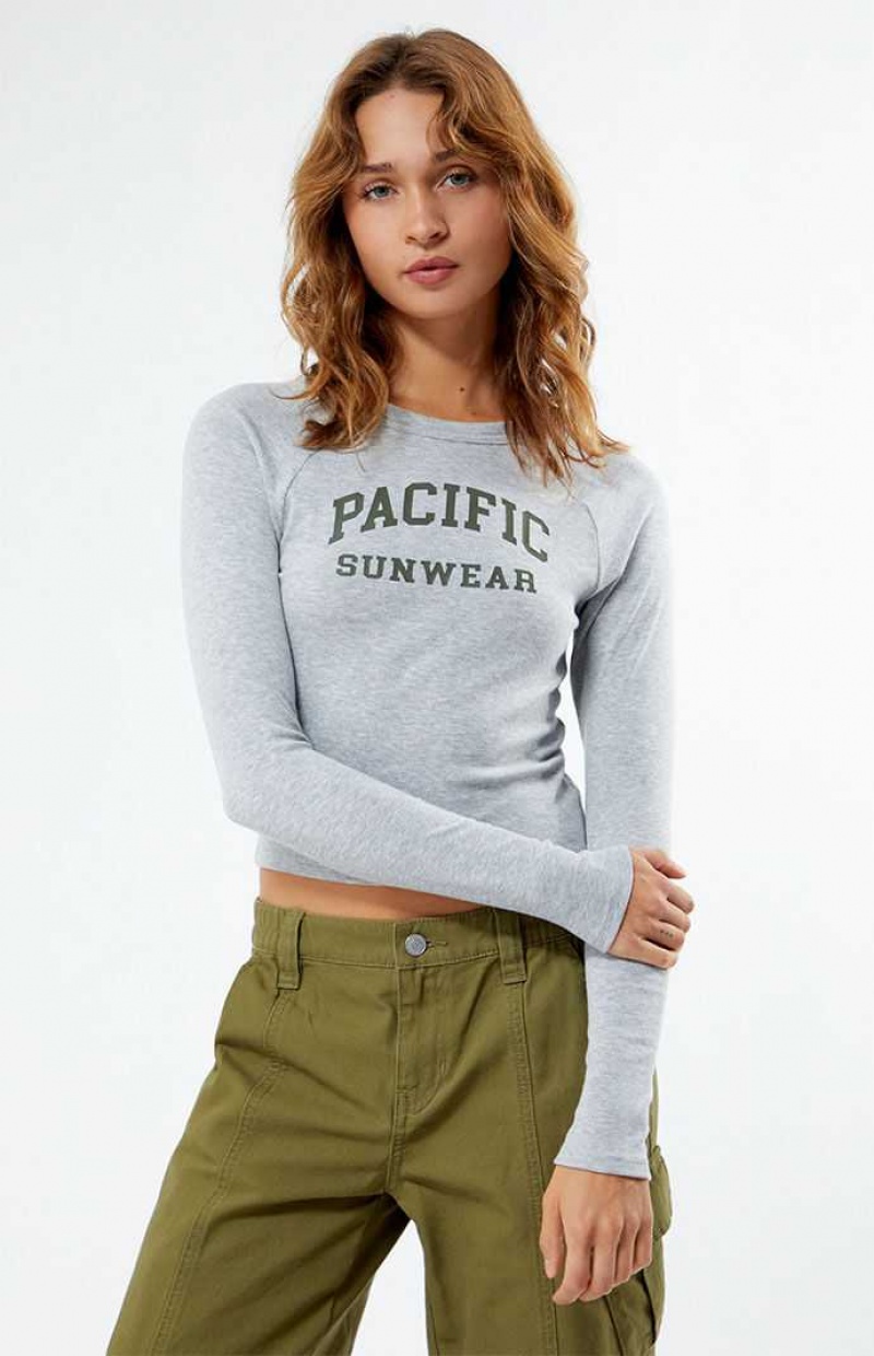 Dámské Topy PacSun Arch Long Sleeve Šedé | 16WCAIHVK