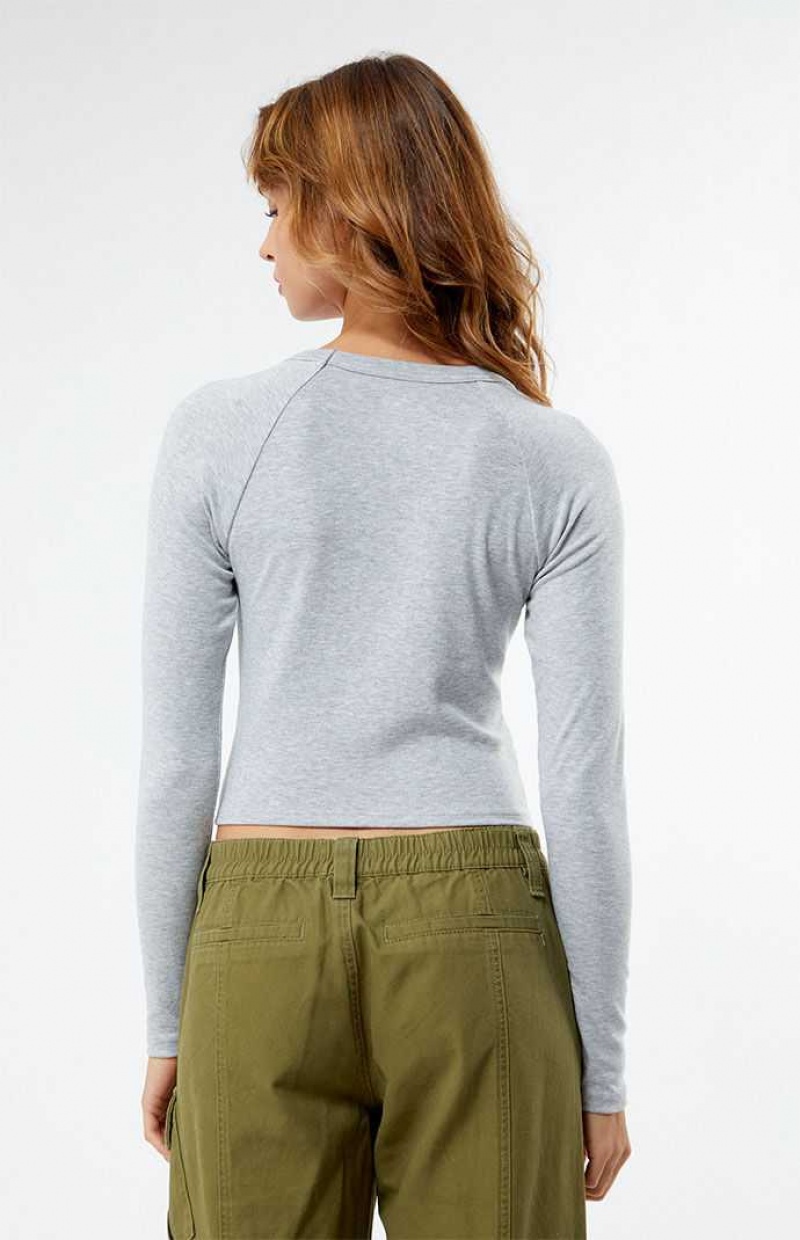 Dámské Topy PacSun Arch Long Sleeve Šedé | 16WCAIHVK