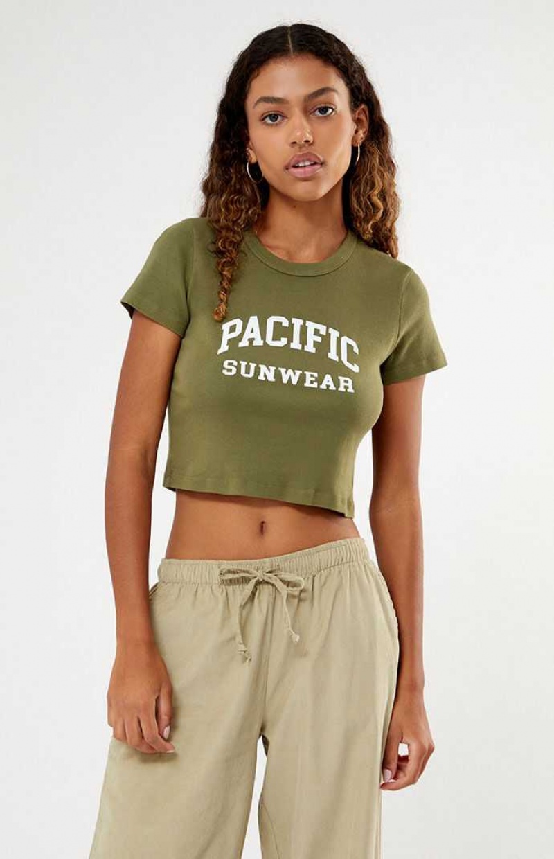 Dámské Topy PacSun Olive Pacific Sunwear Baby Olivy Zelené | 87VZHJOWI