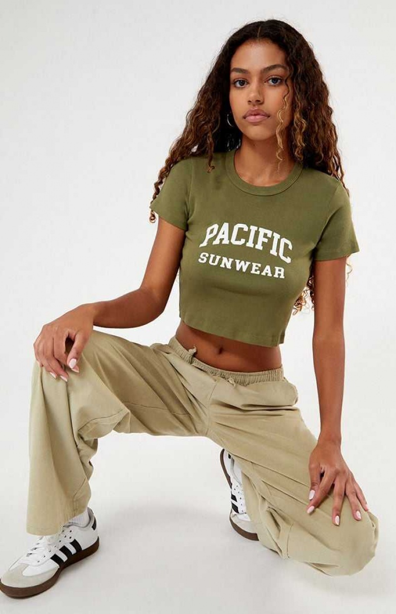 Dámské Topy PacSun Olive Pacific Sunwear Baby Olivy Zelené | 87VZHJOWI