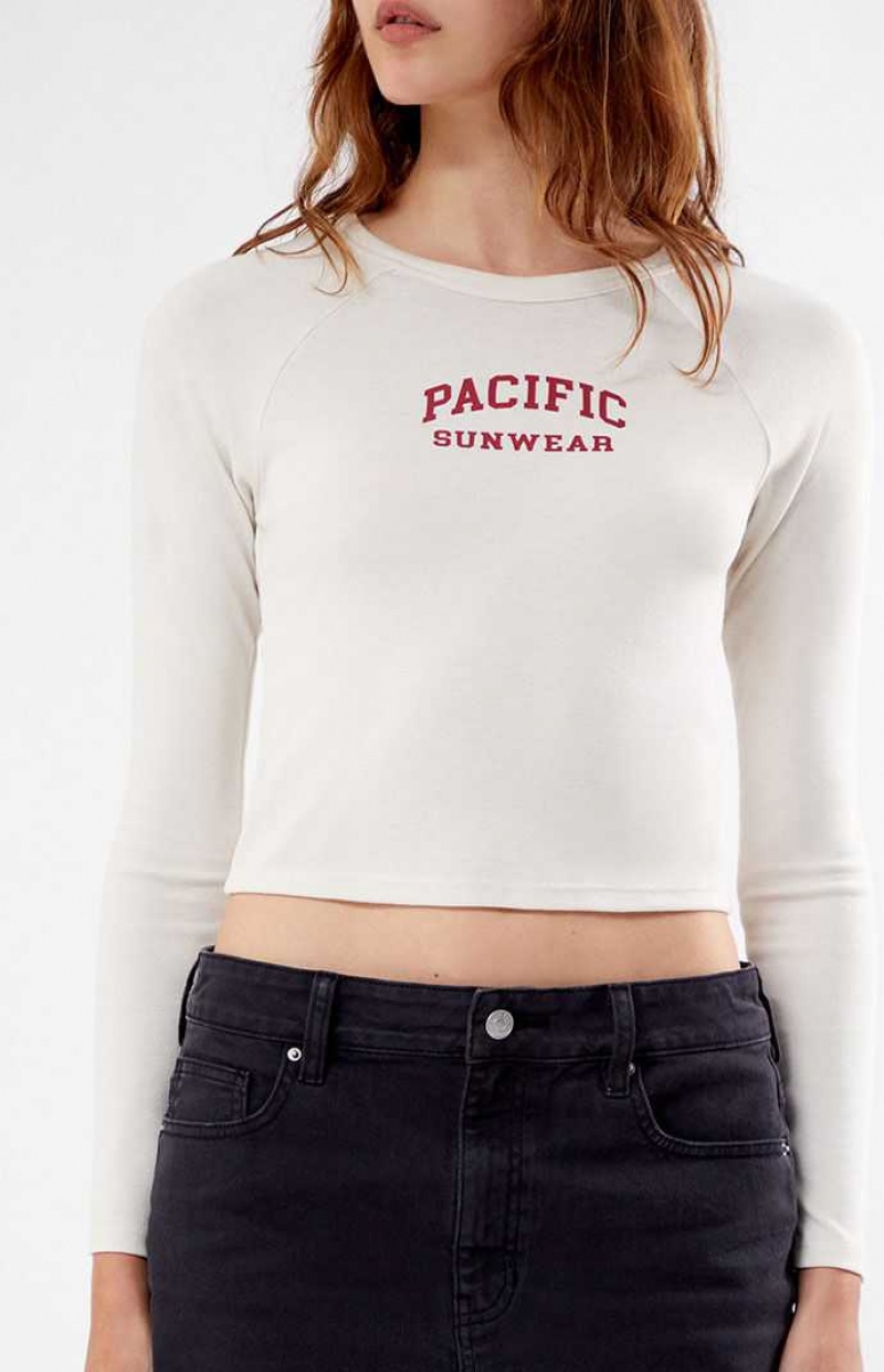 Dámské Topy PacSun Pacific Sunwear Arch Long Sleeve Bílé | 01FXKUEMO