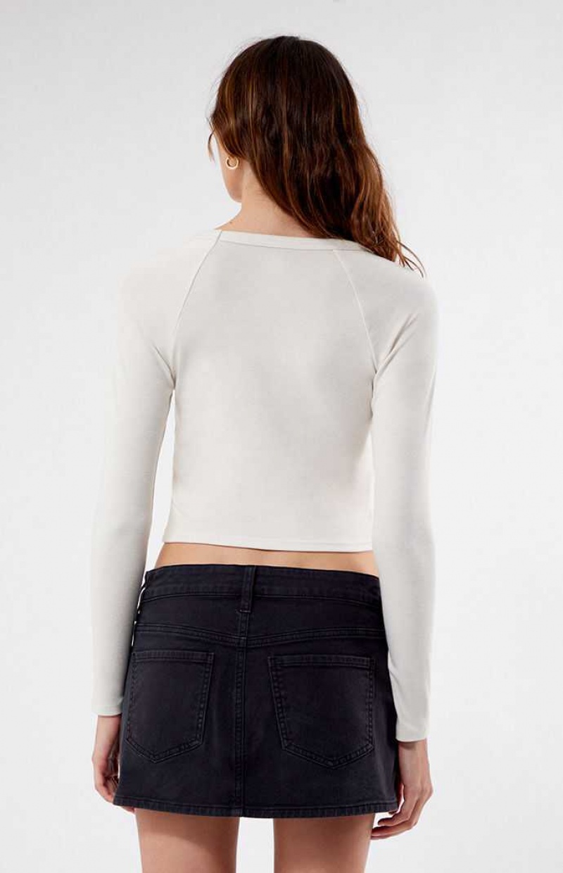 Dámské Topy PacSun Pacific Sunwear Arch Long Sleeve Bílé | 01FXKUEMO