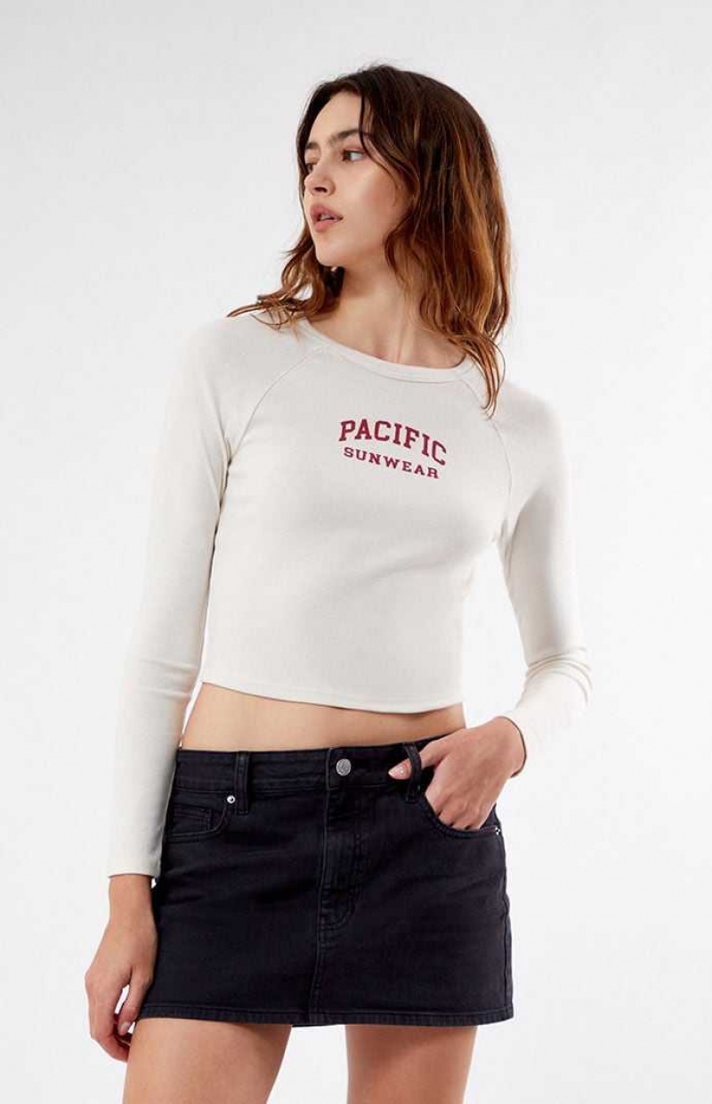 Dámské Topy PacSun Pacific Sunwear Arch Long Sleeve Bílé | 01FXKUEMO