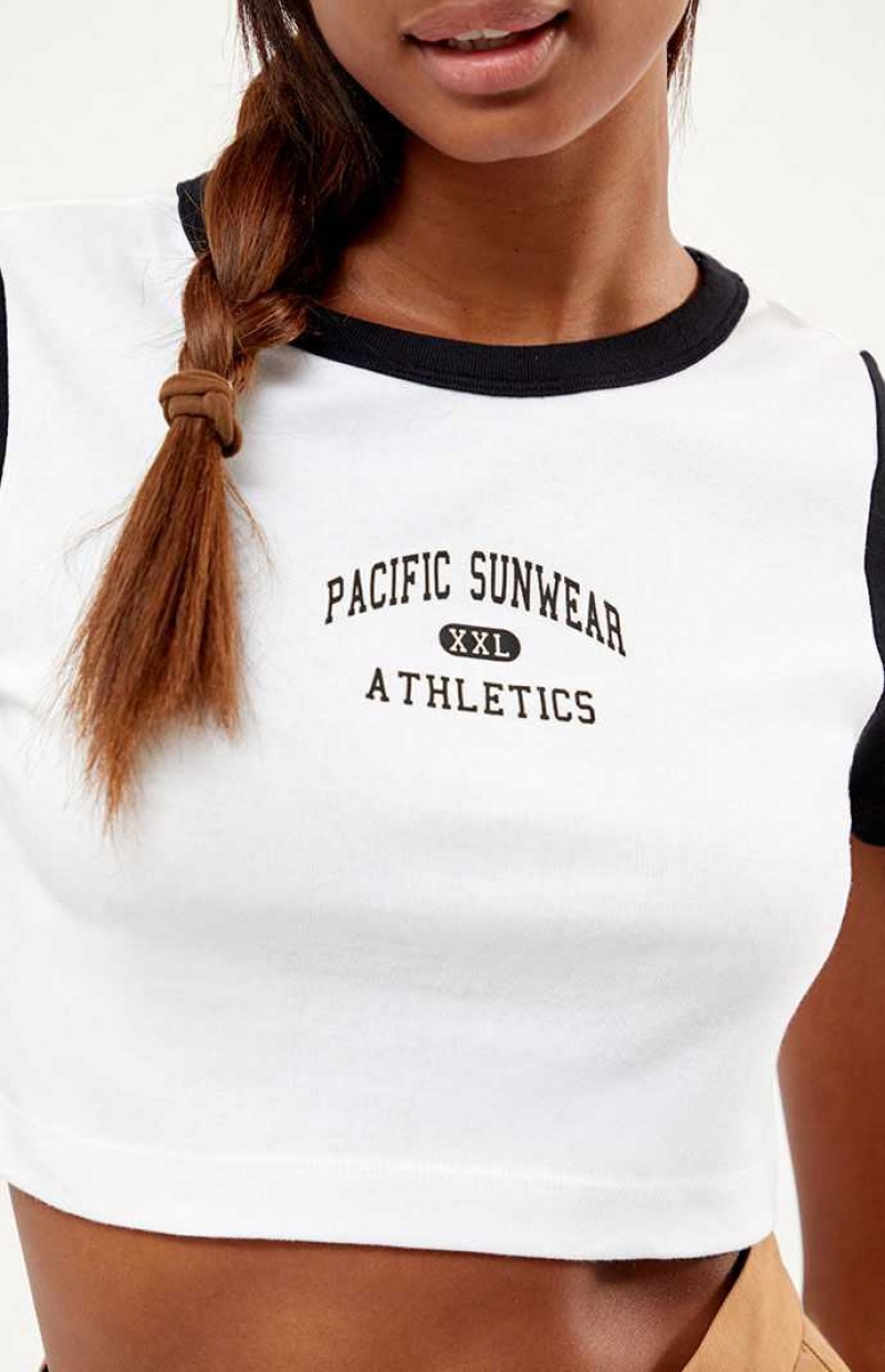 Dámské Topy PacSun Pacific Sunwear Athletics Contrast Bílé Černé | 24VEZUGRS