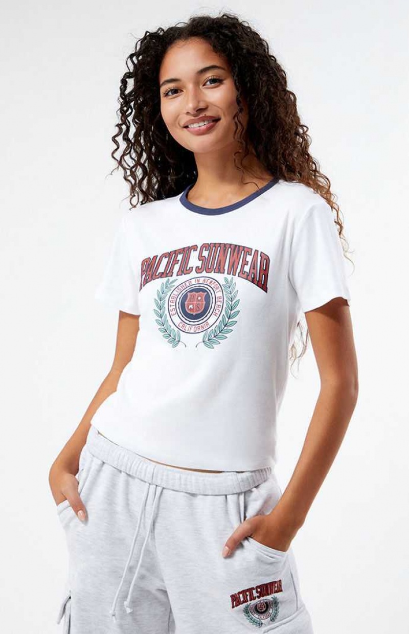 Dámské Topy PacSun Pacific Sunwear Collegiate 3WHITE | 43DCWTALP