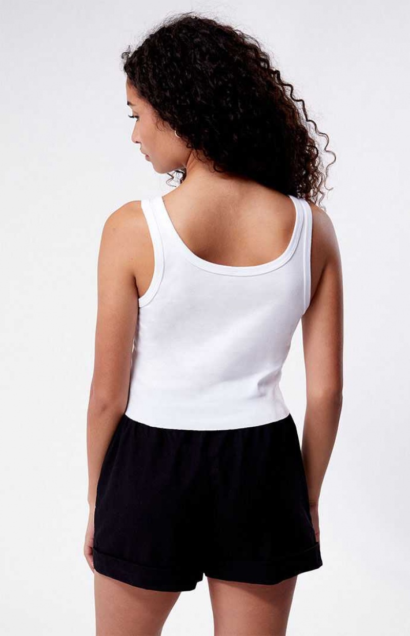 Dámské Topy PacSun Pacific Sunwear Script 3WHITE | 84PHSCDRK