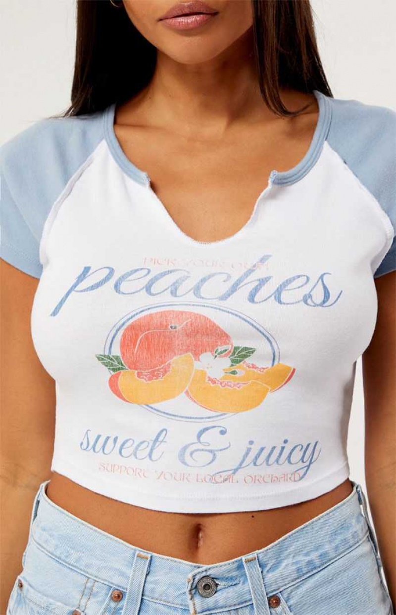 Dámské Topy PacSun Peaches Raglan Bílé | 08XSOGMIU