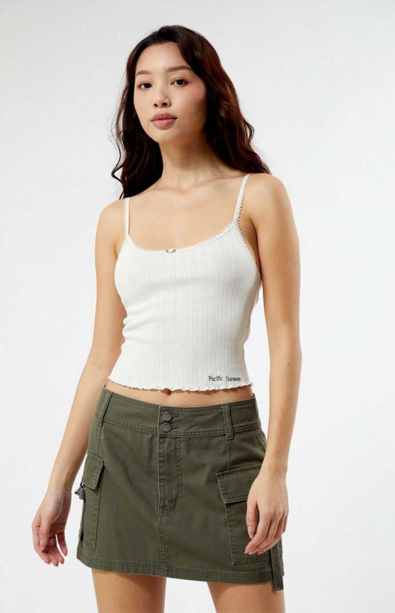 Dámské Topy PacSun Pointelle Bílé | 53KGXFDLO