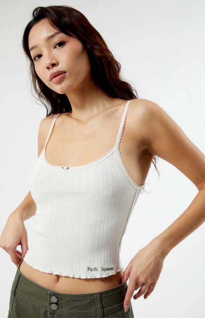 Dámské Topy PacSun Pointelle Bílé | 53KGXFDLO