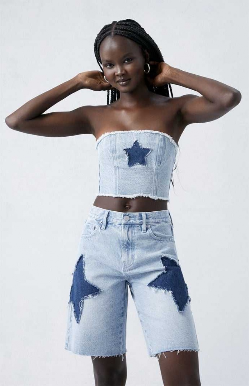 Dámské Topy PacSun Supernova Denim Corset Indigo | 56STMZVJO