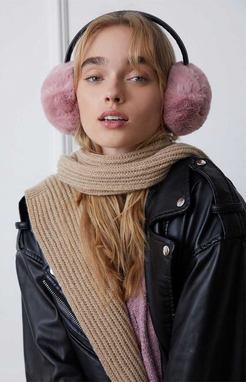 Dámské Čepice PacSun Faux Fur Earmuffs Růžové | 57XGNRMWO