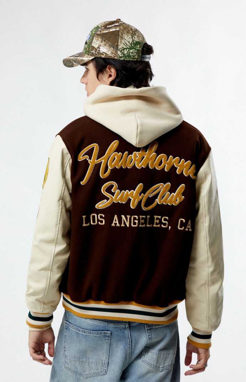 Pánské Bundy PacSun Hawthorne Varsity Hnědé | 94KPONILS