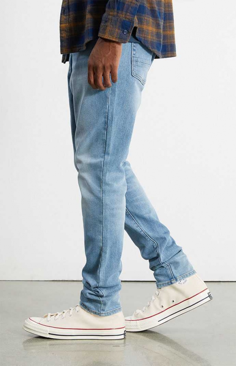 Pánské Džíny PacSun Eco Medium Wash Stacked Hubená Indigo | 09FDPIQEZ