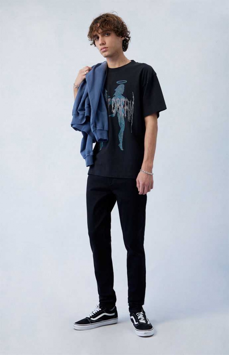 Pánské Džíny PacSun High Stretch Black Stacked Hubená Černé | 02OUDQGRF