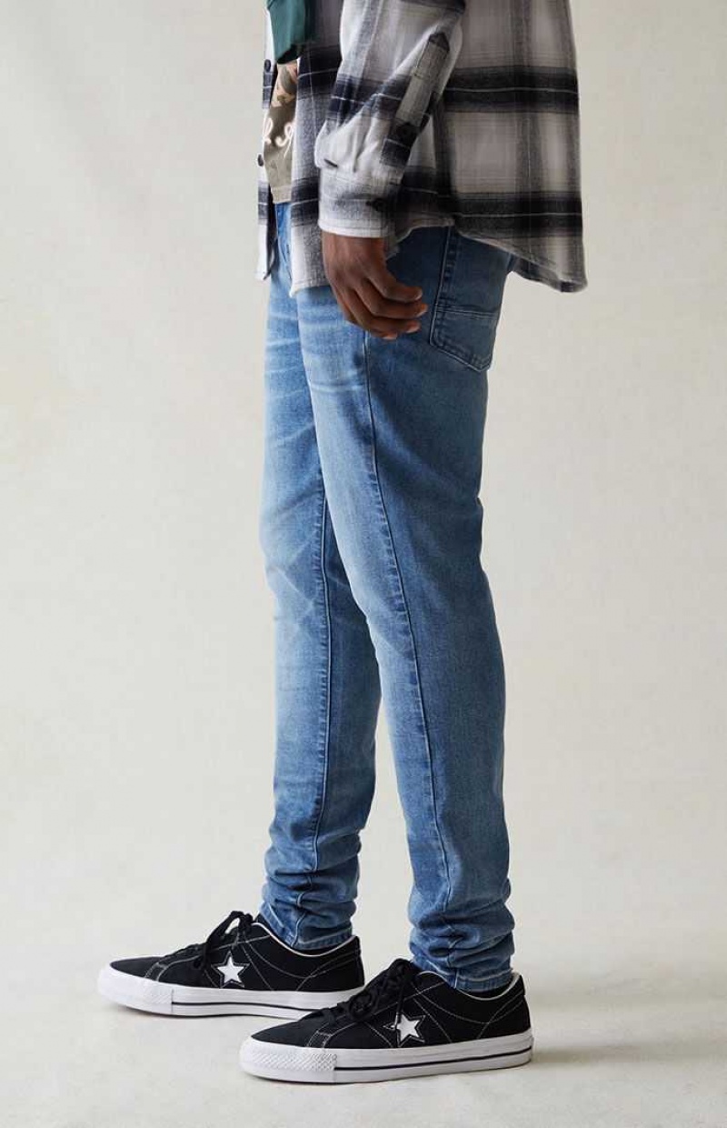 Pánské Džíny PacSun High Stretch Indigo Stacked Hubená Indigo | 60FYSGINW