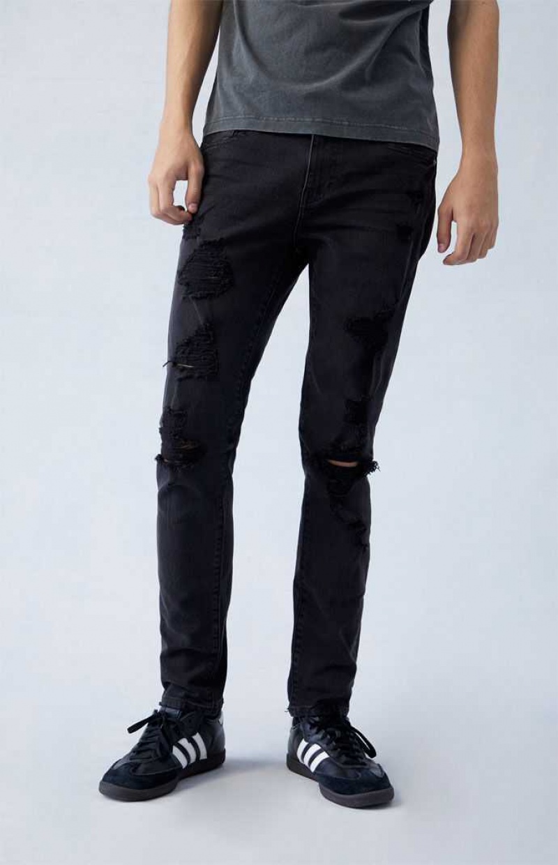 Pánské Džíny PacSun Pohodlí Stretch Black Hubená Černé | 29IVUAEWY