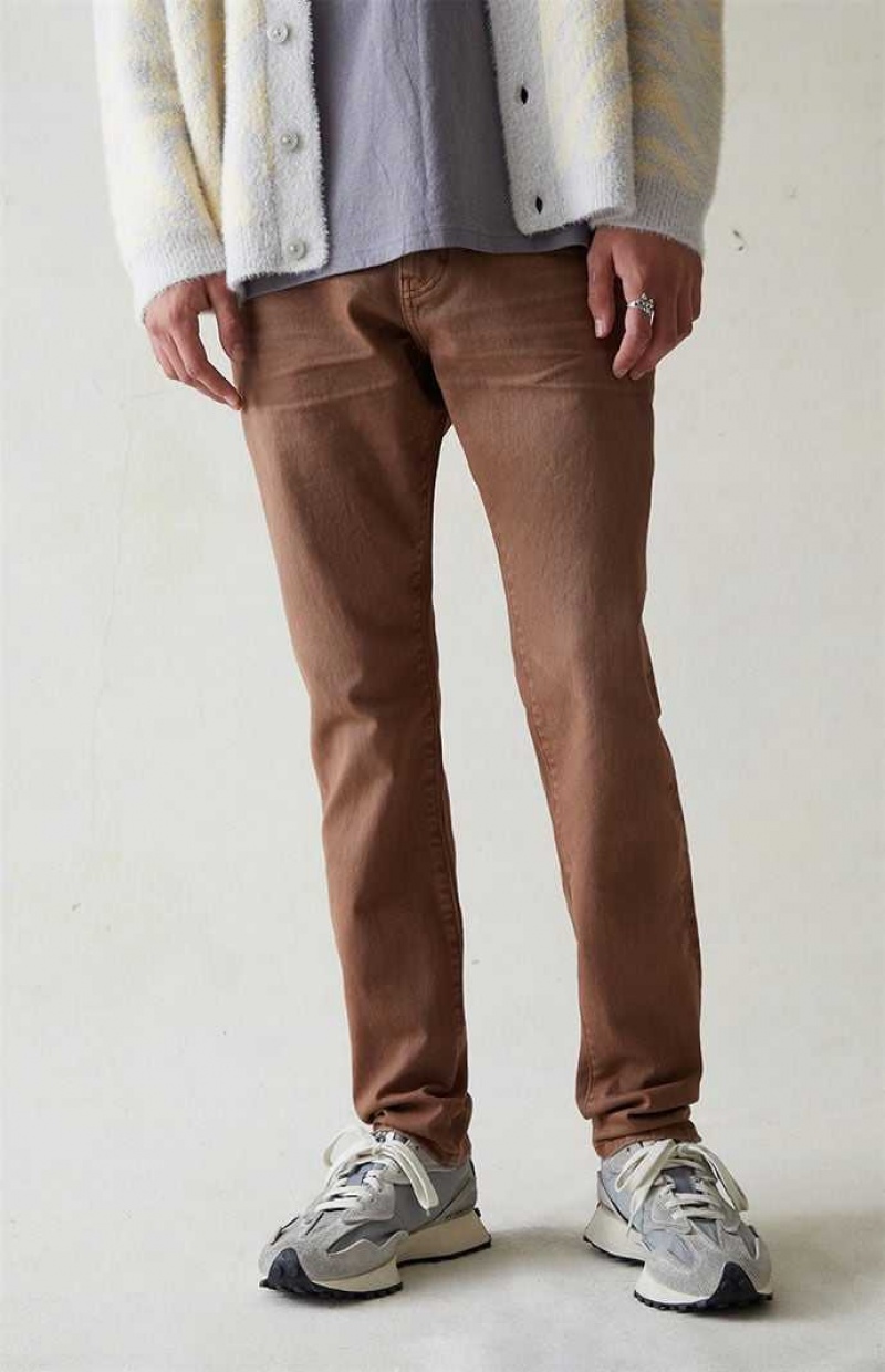 Pánské Džíny PacSun Pohodlí Stretch Brown Slim Hnědé | 74YGWZVPO