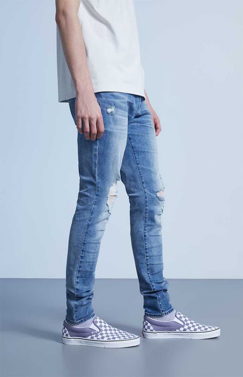 Pánské Džíny PacSun Stacked Hubená Indigo Pohodlí Stretch Tmavě Blankyt | 34FXTRWQB