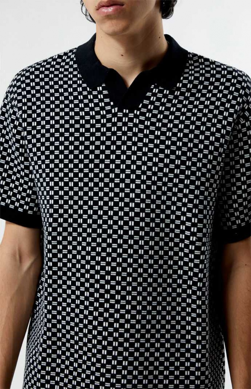 Pánské Košile PacSun Black Open Polo Černé | 39DXSCZLN