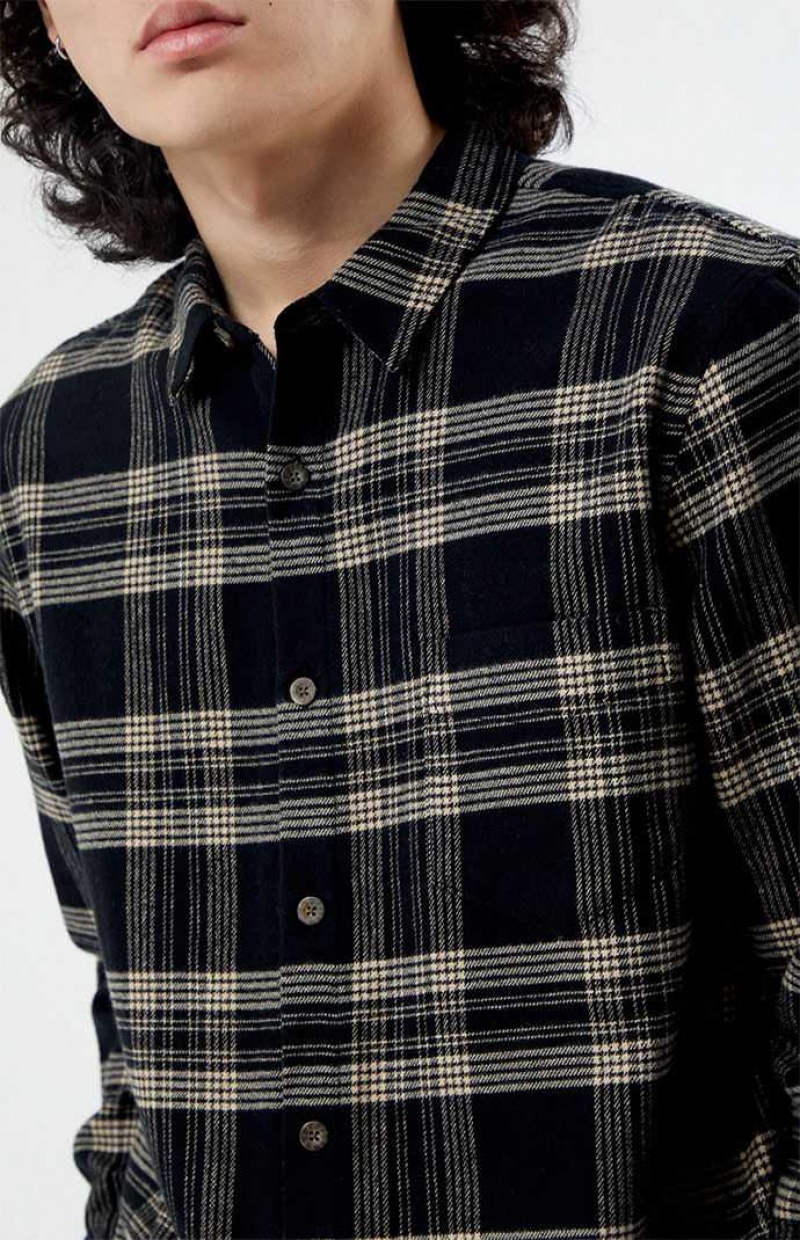 Pánské Košile PacSun Black & Tan Classic Plaid Černé Hnědé | 05ZRVCPXM